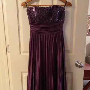 Lovely eggplant strapless formal dress